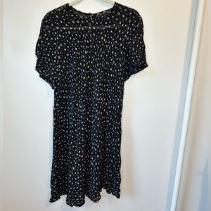 Vintage black tan leopard print swing shirt sleeve dress 90s plus size babydoll